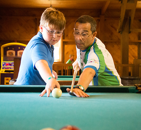 Jimmy playing pool