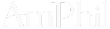 The image shows the word AmPhil written in a large, elegant, serif font with thin lines and a white background.